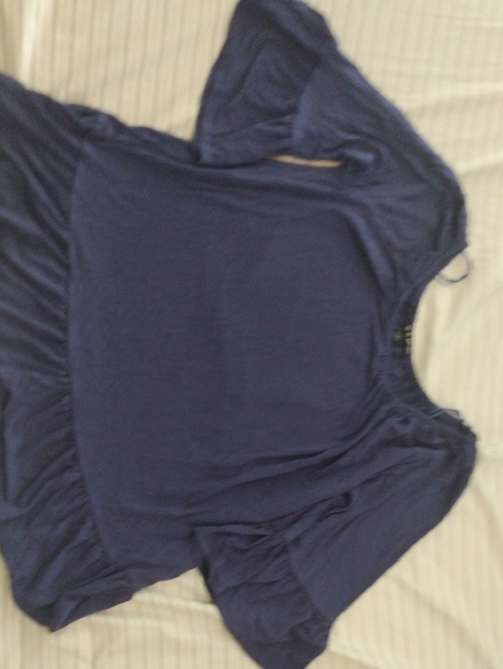 Cable & Gauge Navy Blue Short Sleeve Peplum Top